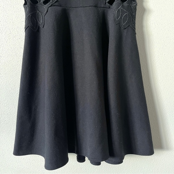 Free People Cha Cha Ponte Knit Black Fit & Flare Dress with Lace Cutout Detail - Picture 7 of 16